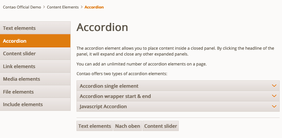 Die Buchnavigation im Frontend